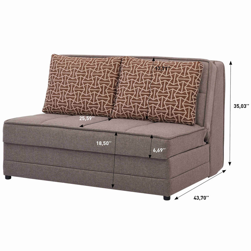 Caily 55 in. Fabric Upholstered 2-Seater 3-in-1 Sleeper Loveseat Sofa Bed with Storage, Beige Chenille