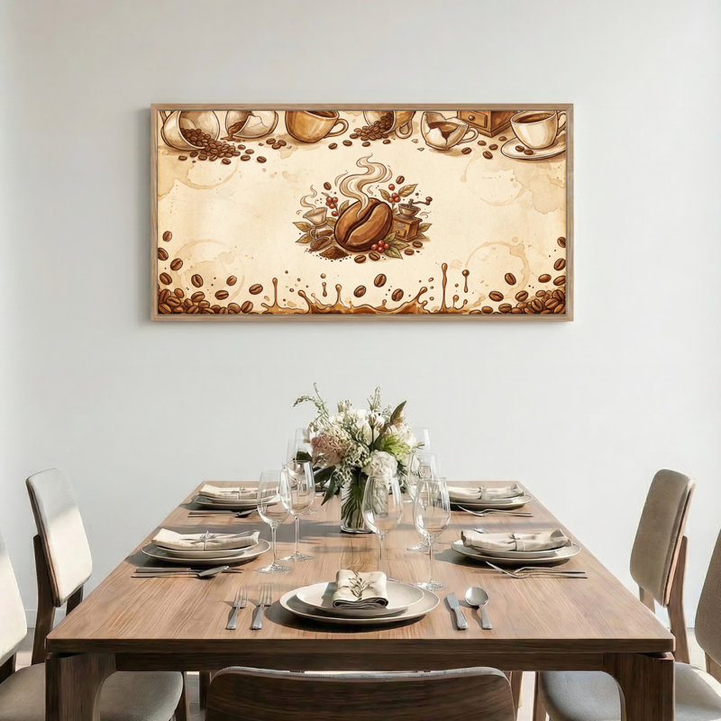 Tableau encadré sur toile « Grains de café », 1 pièce, 122 x 61 cm, 48 x 24 pouces