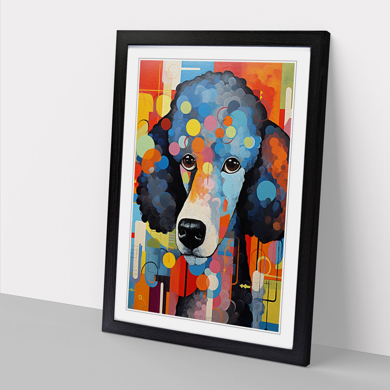 XYZ-FRM-V1223-5261 Poodle Constructivism No.2 - Single Picture Frame Print on Wood, Black, 34cm H x 25cm W x 2cm D