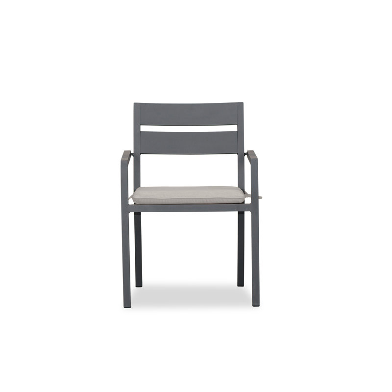 Molina 8 - Person Patio Dining Set with Square Table , Sunbrella® Cushions Included, Slate, Cast Silver Sunbrella®