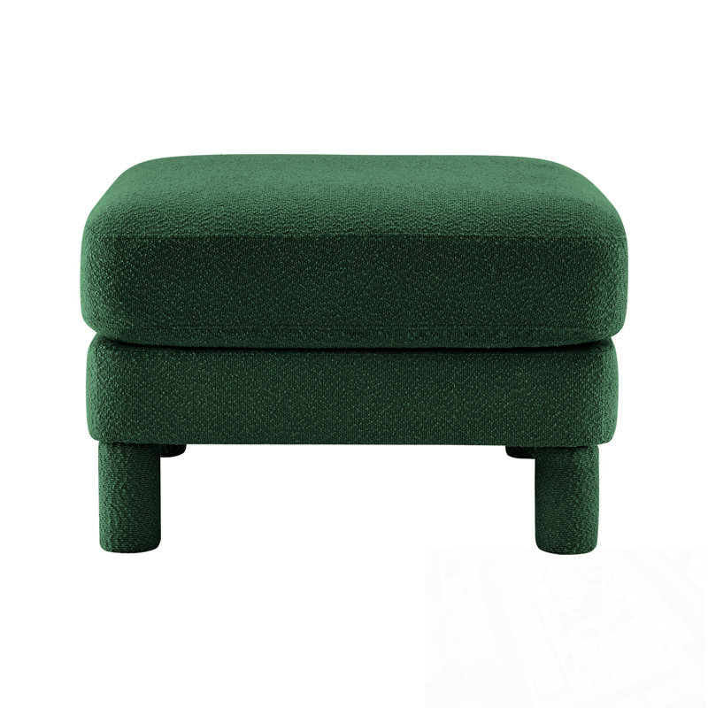 Polyester Ottoman With Four Sturdy Legs, Green
