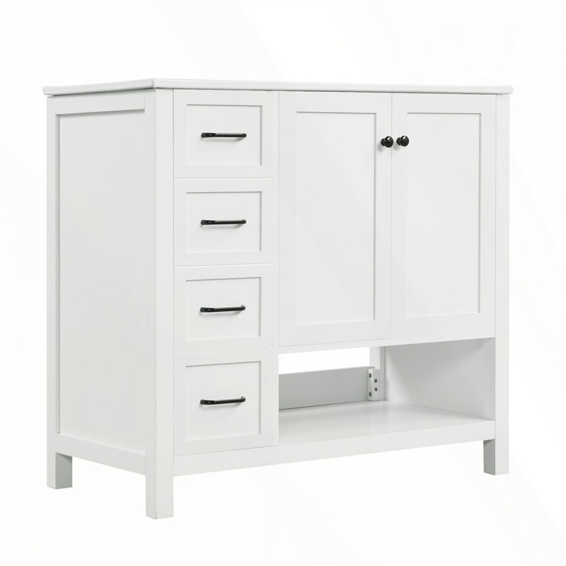 Meuble-lavabo 36 po avec comptoir d'évier, Noir, Blanc