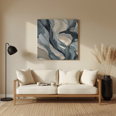 Aquarelle abstraite 19, art mural en métal bleu