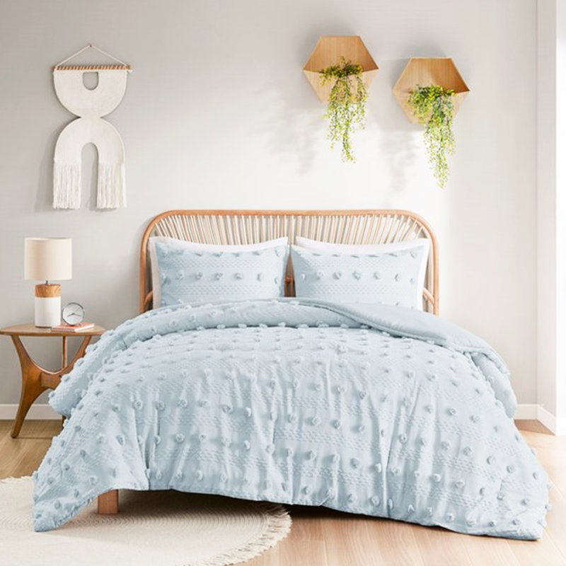 Édredon bleu avec 2 taies décoratives pour lit double, Édredon double + 3 pièces supplémentaires, Blue