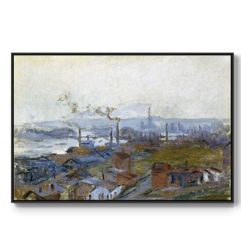 Vue de Rouen vue de la côte Sainte, reproduction d'art sur toile, H 27 po x l 41 po x P 2 po, Noir
