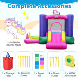  Inflatable Bounce House Kids 6-in-1 Jumping Castle With Slide Ball Pit With 480w Blower