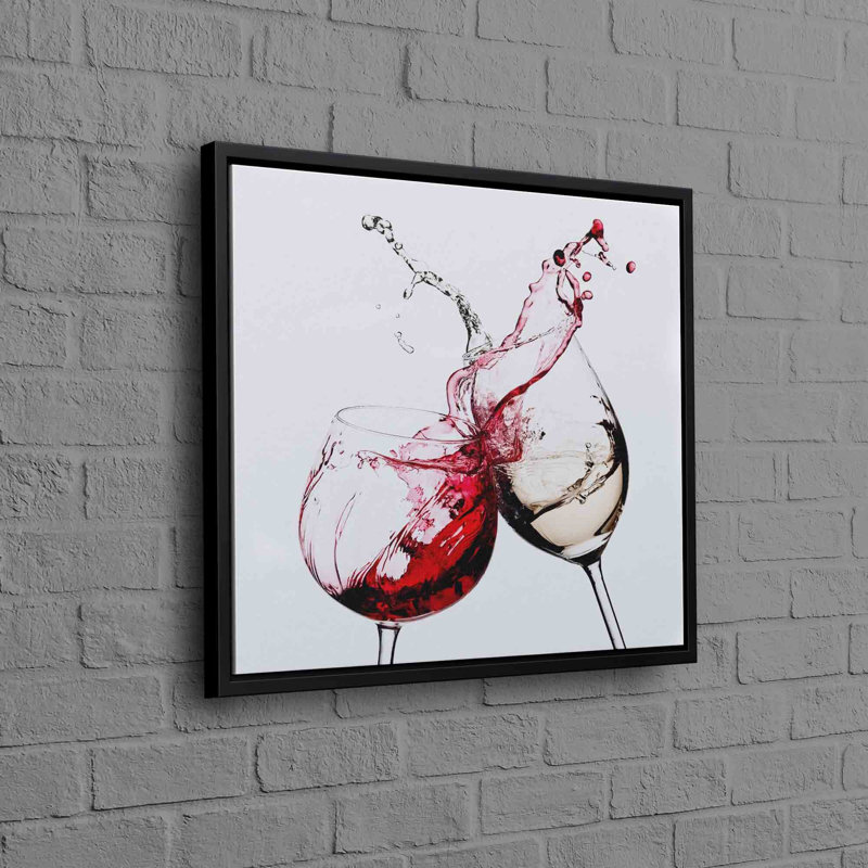 Extra Large 3D Modern Wall Art Canvas Featuring and Wine Splash in Kitchen Decor, 60 cm H x 60 cm W, Framed Print without Mat