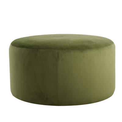Velvet Round In Olive Shade - 30.77 Inches Wide, 16.78 High, Good For Footrest And Extra Seating, Elegant Appearance Of Color Great Sophisticated Style