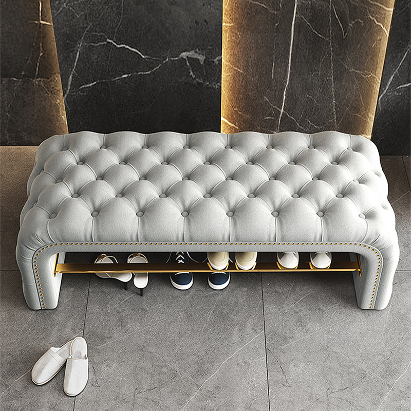 6 Pair Shoe Storage Bench, Light Gray