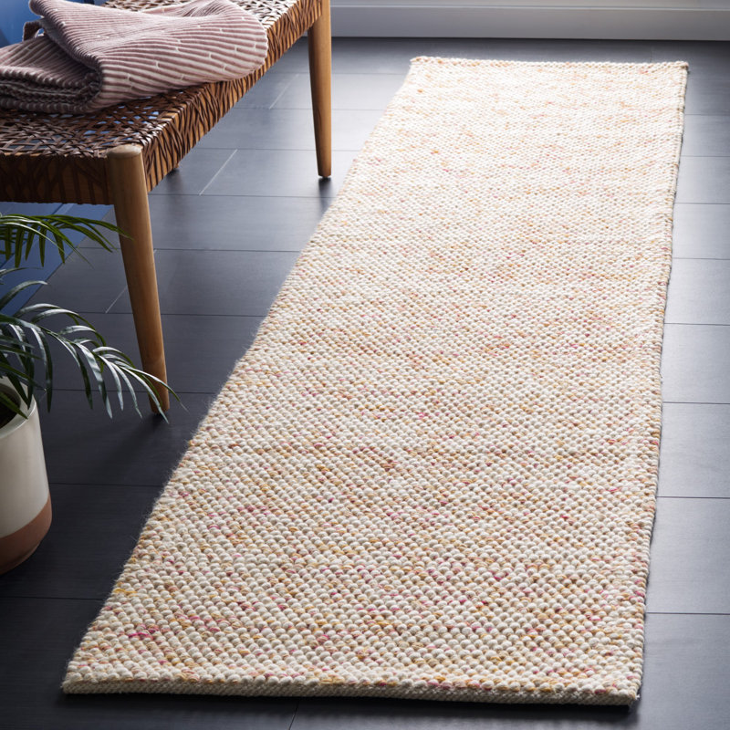 Tapis géométrique tissé à la main rouge / ivoire Almus, Tapis de couloir 2 pi 3 po x 9 pi
