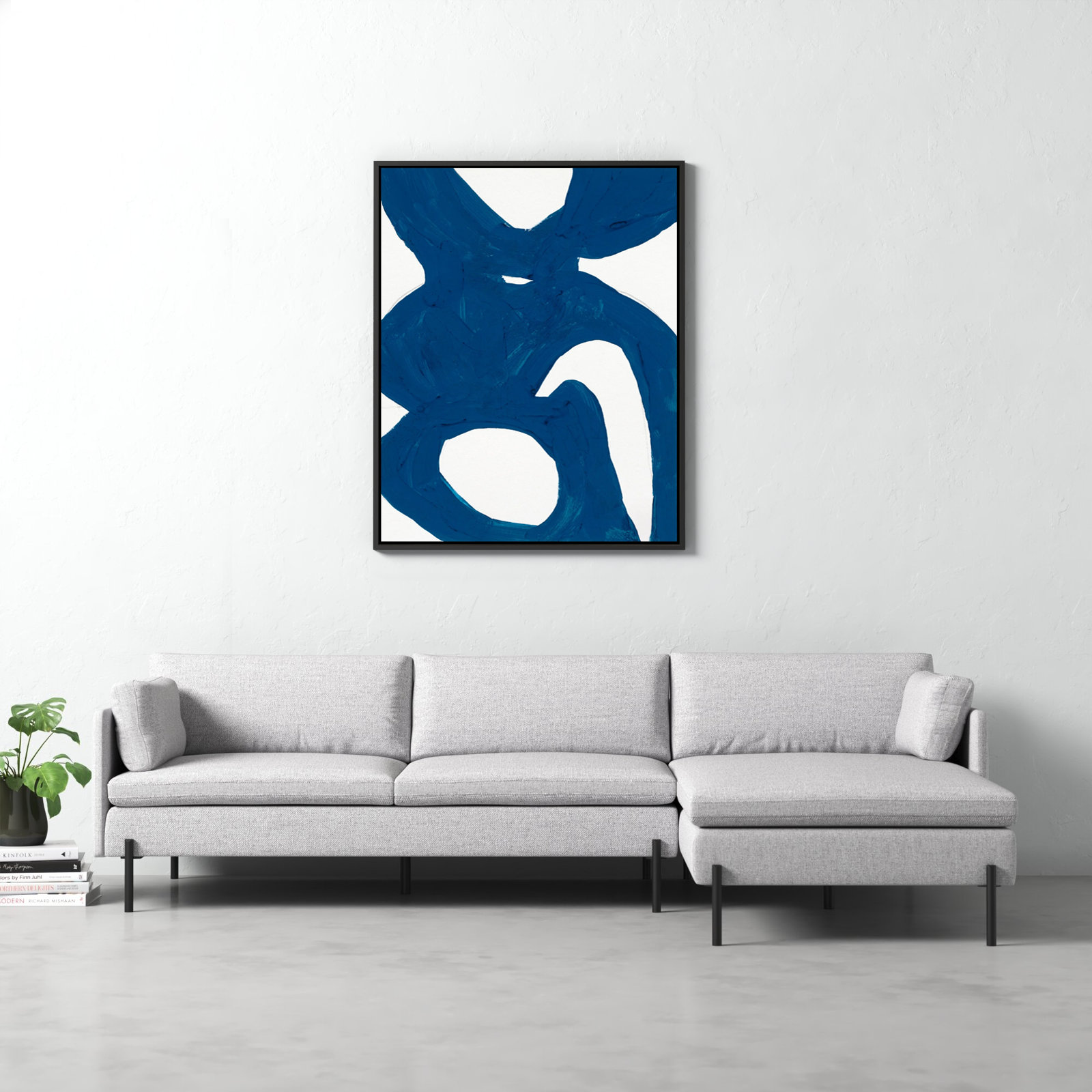 Goodall "Blue Harmony 1" Print by Andrea Stokes, 50" H x 40" W x 1.375" D, Black Framed