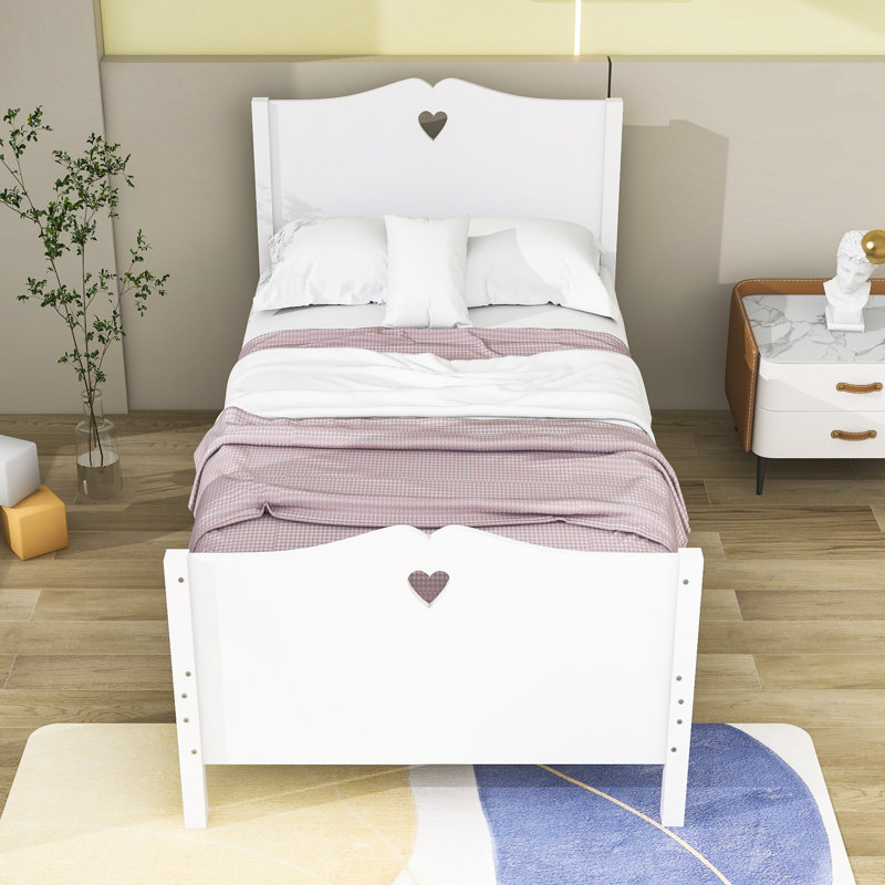 Gralyn Twin Size Platform Bed with Headboard and Footboard, White