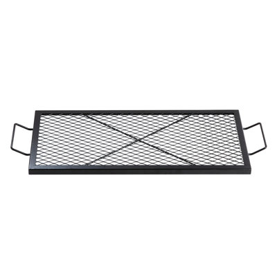 Foyer de cuisson en acier robuste, rectangle de 32 pouces avec poignée, convient aux réunions de famille, maille en forme de losange pour une meilleure cuisson, facile à transporter et à utiliser sur la grille du camping, noir