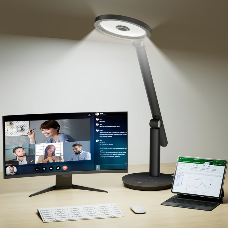 Honeywell Led Desk Lamp With Timer, 800lm Dimmable Table Lamp With 3 Color Modes & Adjustable Arm