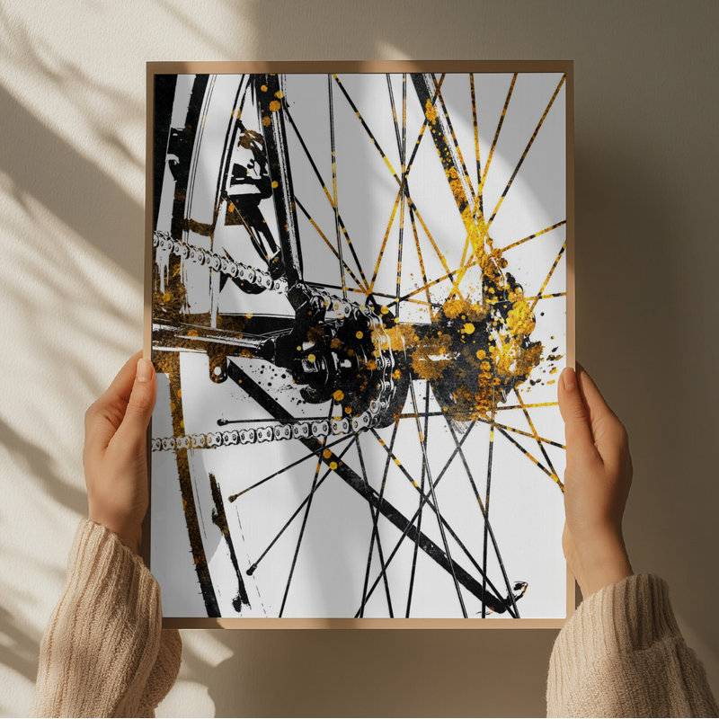 Cycling 5 gold, 60.96 cm H x 91.44 cm W