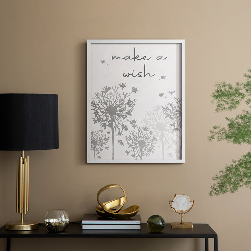 «Make A Wish», reproduction encadrée - bois massif, H 15 po x l 12 po, Blanc