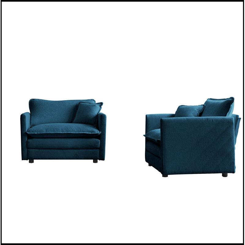 Ensemble de 2 chaises d'appoint rembourrées en chenille haut de gamme et rembourrées bleues