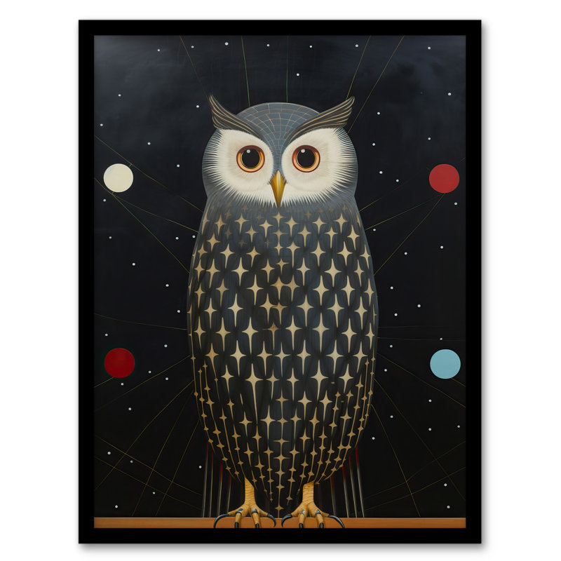 The Night Watch Man Surreal Cosmic Owl 1 Piece Single Picture Frame Wall Art