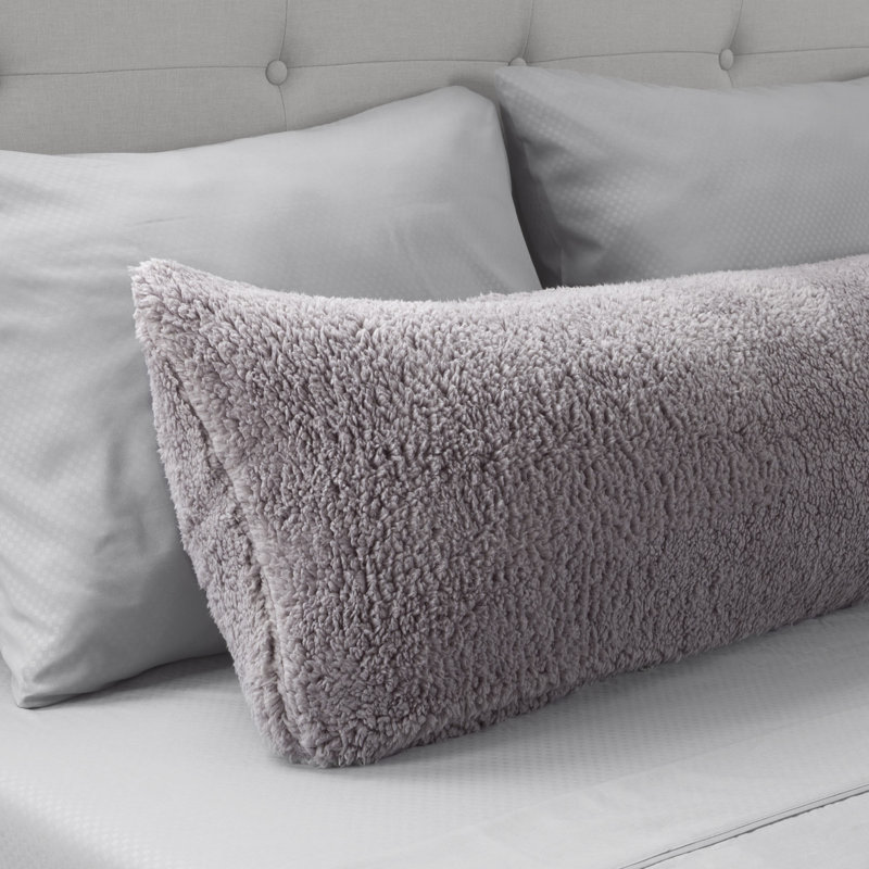  Housse de coussin en sherpa doux - Housse de coussin en sherpa en polyester doux et confortable, Gris
