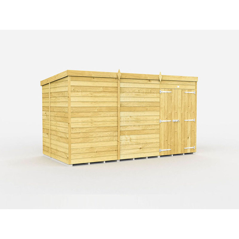 12ft x 6ft Pent Shed - Double Door without Windows