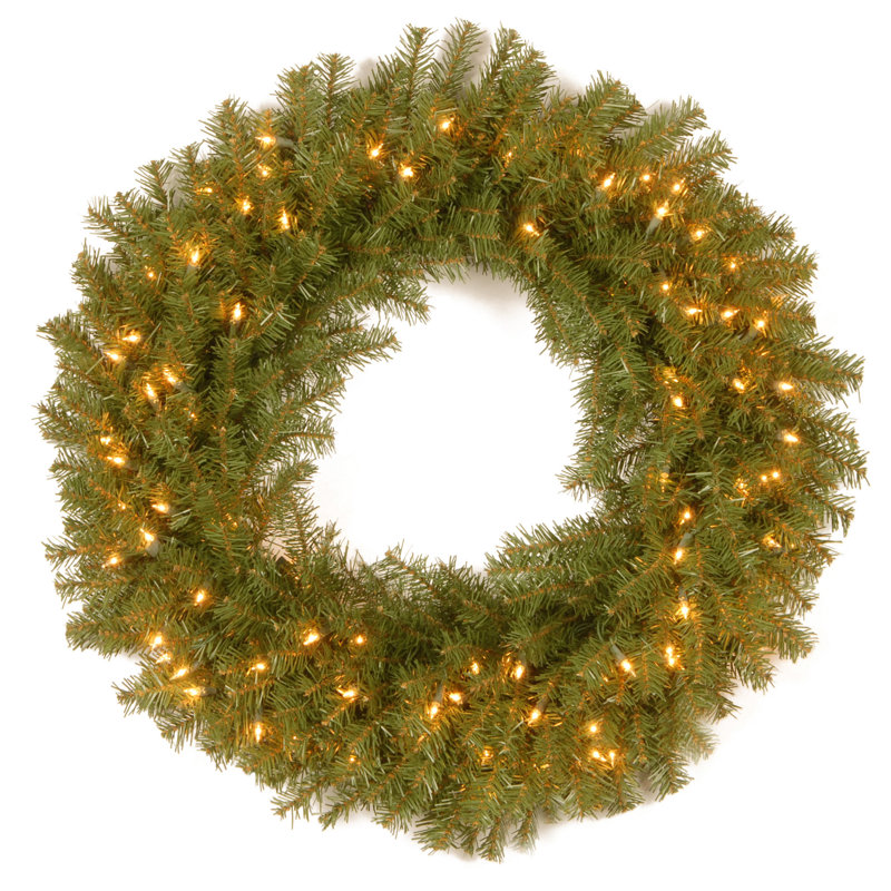 Couronne de sapin avec lumières Norwood, 24", Pré-éclairé