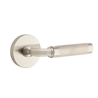 Emtek Select Privacy Interior Mortise w/ Disk Rosette & R-Bar Stem, Knurled Lever