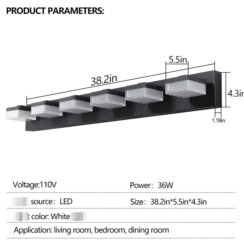 Black 6- Led Vanity Mirror Fixture For Bathroom & Makeup Use - Finish Modern In For, Matte Black