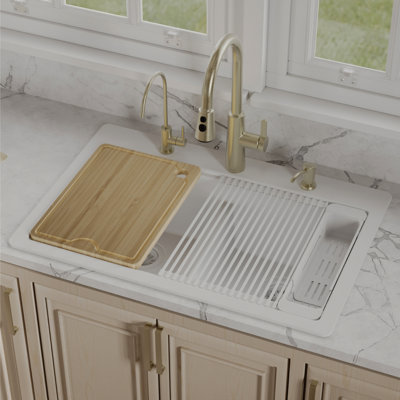 Ensemble d'évier de cuisine à double cuve en quartz 33 po Karran