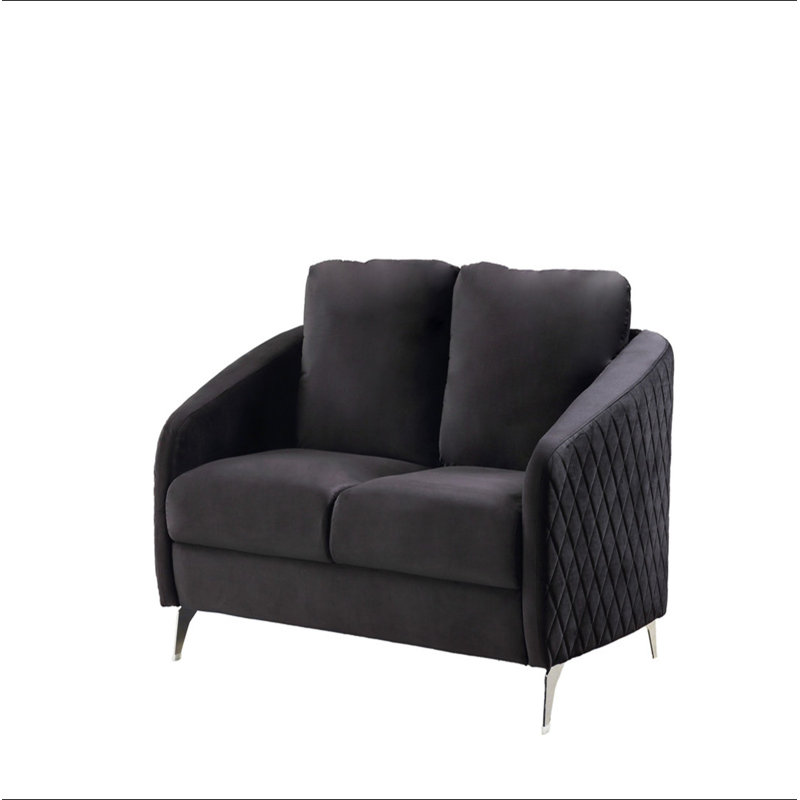 Causeuse moderne chic en velours noir Livia
