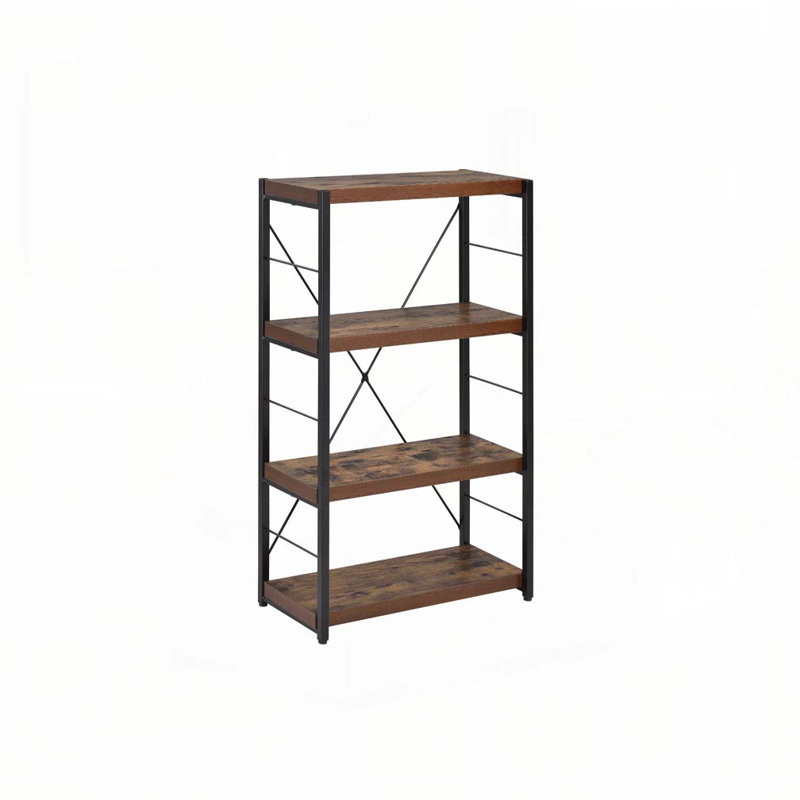 Bibliothèque à 3 tablettes en chêne patiné et noir