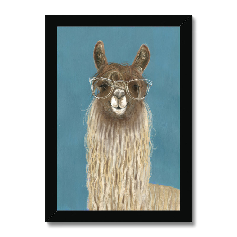 Llama Specs IV by Victoria Borges - Painting, 80cm H x 55cm W, Black Framed Paper Print
