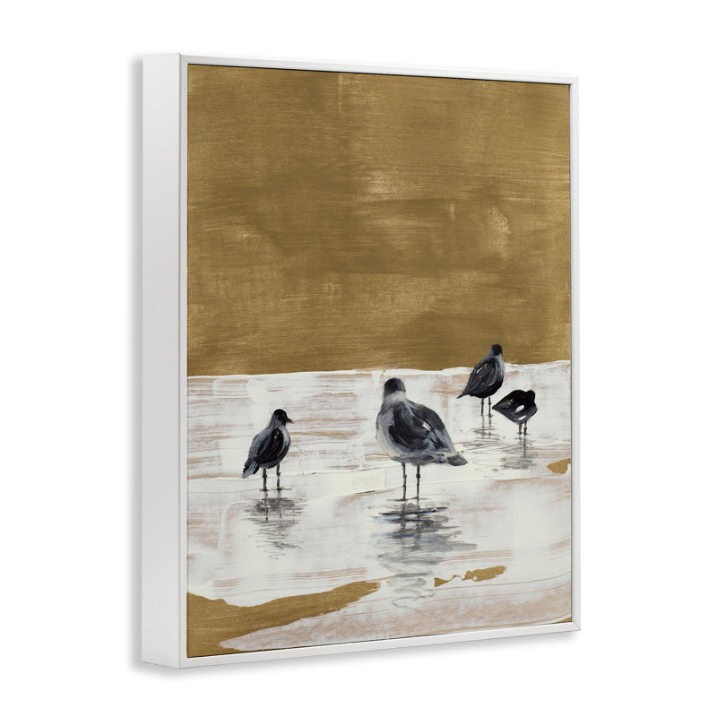«Sea Seagull Silhouettes Art» par Lanie Loreth, Giclée encadrée blanc bord de mer, H 30 po x l 24 po