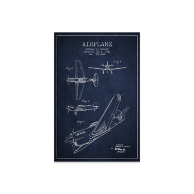 Avion bleu marine, brevet bleu sur plastique / acrylique par Aged Pixel, peinture