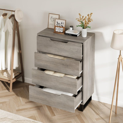 4 commodes pour la chambre à coucher, commode haute de 41,5 po, armoire à tiroirs verticale autoportante avec rangement, commode de rangement en bois pour garde-robe