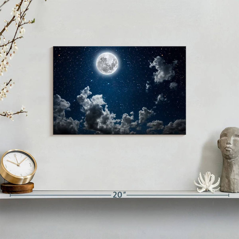 Ciel étoilé au clair de lune, H 8 po x l 12 po