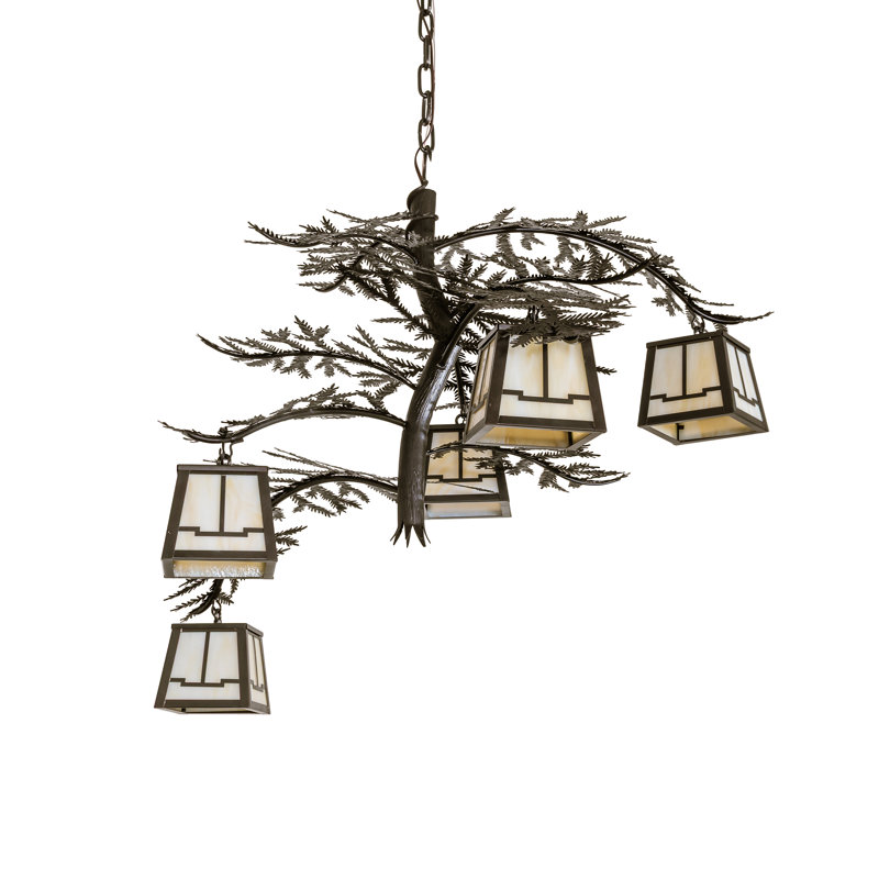 36" Wide Pine Branch Valley View 5 Light Chandelier