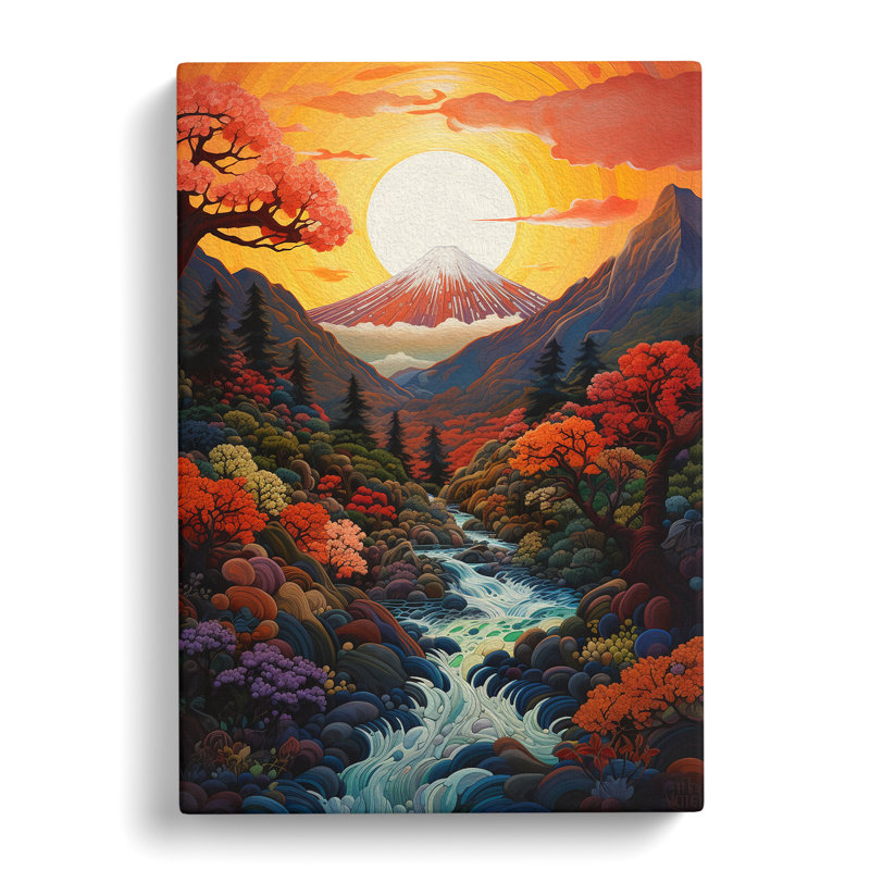 Japanese Mountains Orphism - No Frame Print, 76cm H x 50cm W x 3cm D