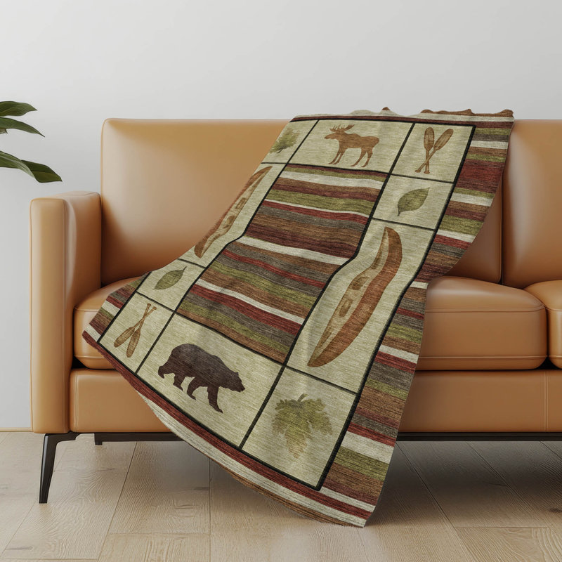 Addison Machine Washable Sherpa Cabin Throw Blanket