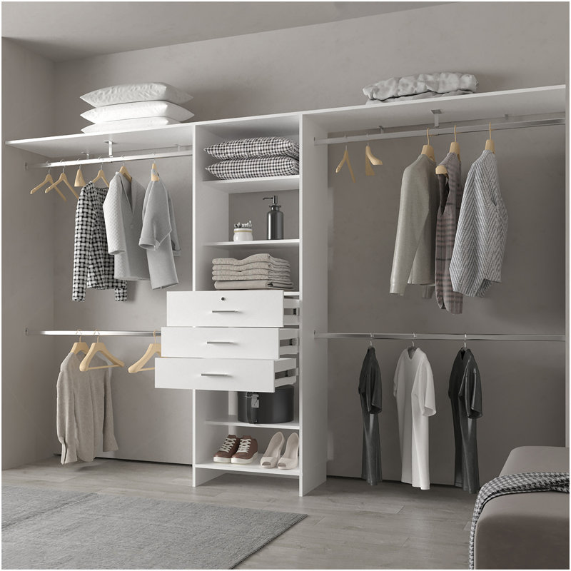 Système d'organisation modulaire Geek avec tiroirs, tablettes et tiroirs, blanc
