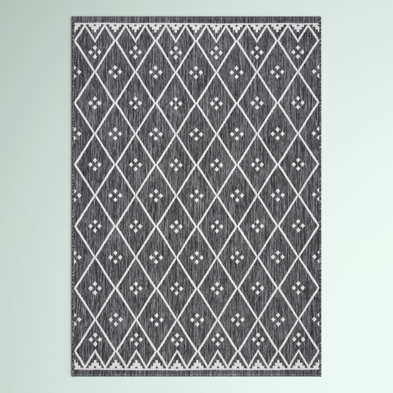 Tapis intérieur / extérieur noir Maelle, Rectangle 2 pi x 3 pi 7 po