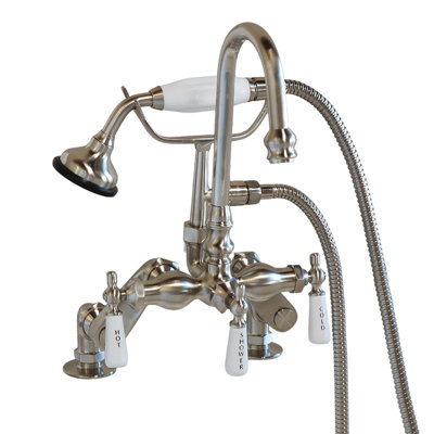 Deck Mount Gooseneck Tub Faucet with Handheld Strom Living