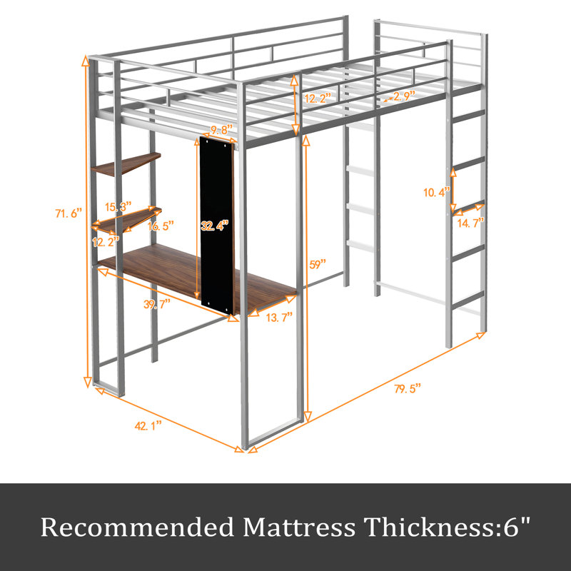 Lit mezzanine pour enfant Deiondre, Argent
