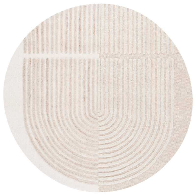 Felechia Hand Tufted Performance Abstract Rug, Round 6'