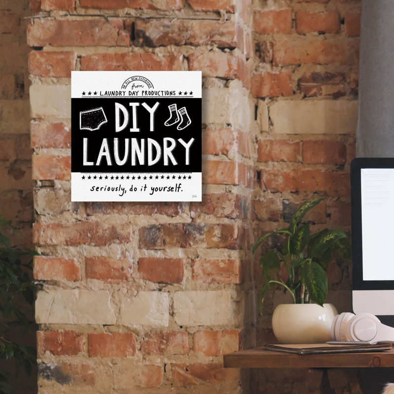 «Diy Laundry Bw» par Melissa Averinos, art mural sur toile, H 12 po x l 12 po x P 0,75 po