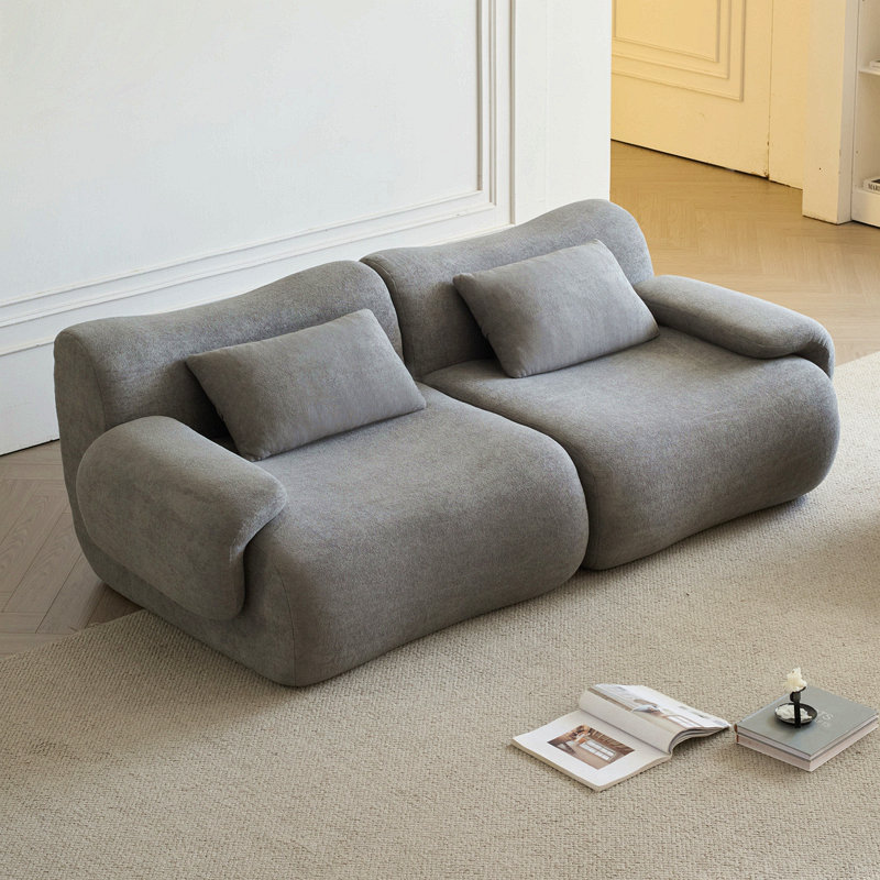 Sofa In A Box, Memory Foam Couch, Modern Compression Sofa With Deep Seat, No Assembly Required, Light Grey, 2