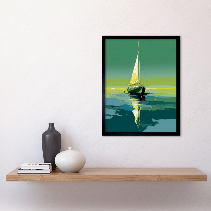 Adalheida A Sailboat on a Calm Sea Under a Cloudless Sky 1 Piece Single Picture Frame Wall Art