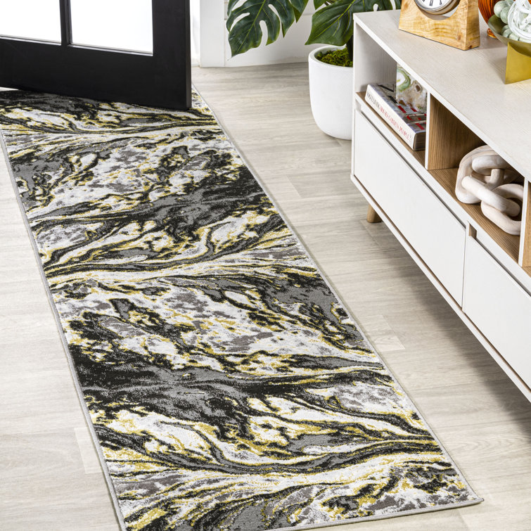 Horfield Abstract Black/Yellow Rug