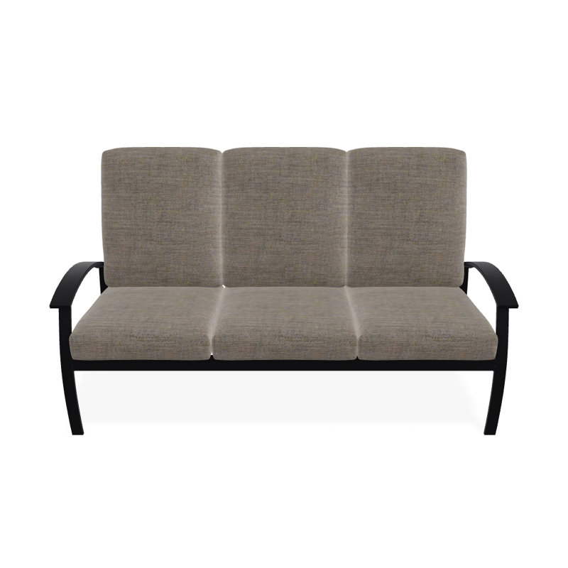 Canapé de patio 3 places avec coussins Askar, Tissage uni cendre coulée Sunbrella®, Noir P70, Noir texturé