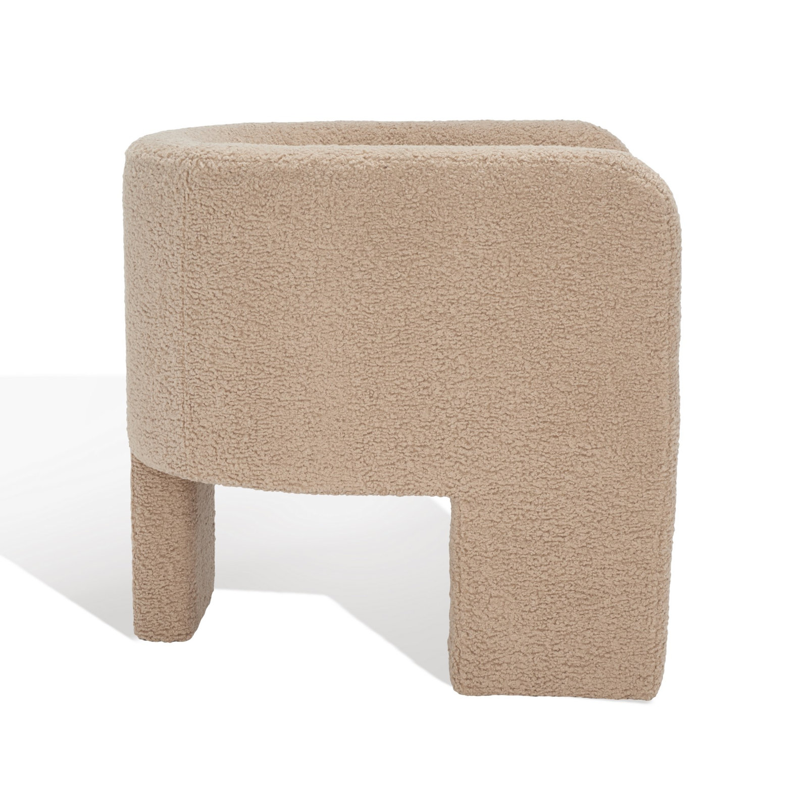 Ellum Linen Barrel Chair, Light Brown Faux Lambs Wool