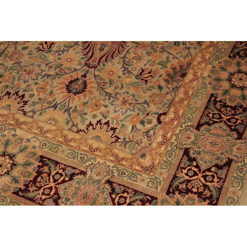 Tapis oriental beige / brun en laine 8 pi 10 po x 12 pi 7 po Aaru